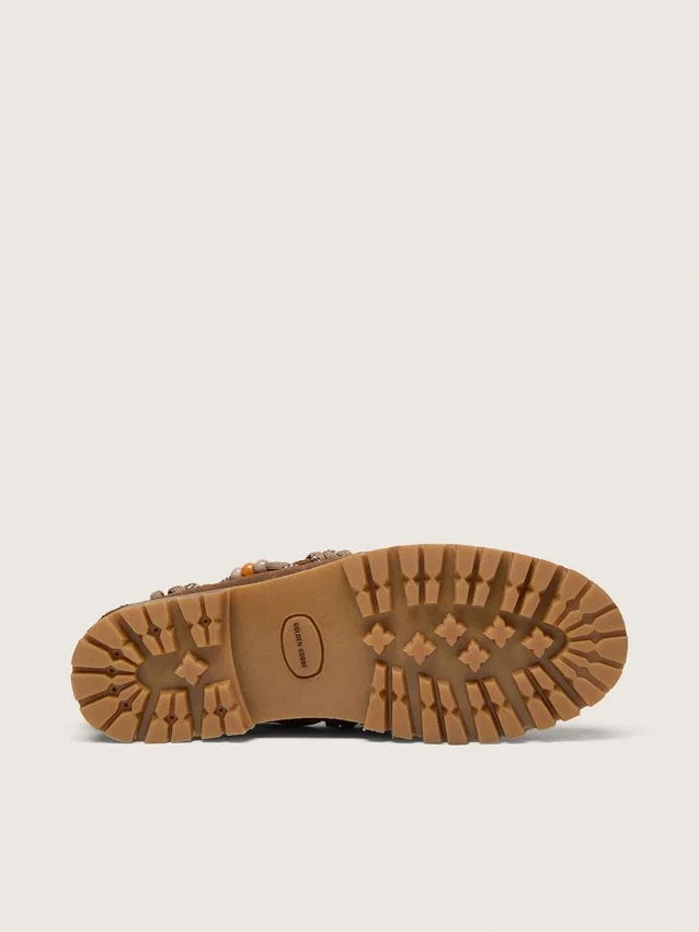 Mocasines Cruise para hombre en ante encerado marrón con cordones de senderismo en gris paloma