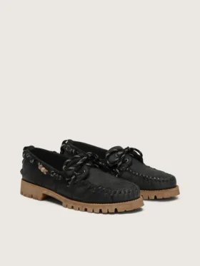 Mocasines Cruise para hombre en ante encerado negro con cordones de senderismo negros