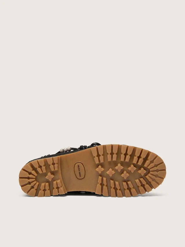 Mocasines Cruise para hombre en ante encerado negro con cordones de senderismo negros