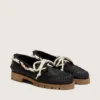 Mocasines Cruise para mujer en ante encerado negro con cordones negros de senderismo