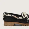Mocasines Cruise para mujer en ante encerado negro con cordones negros de senderismo