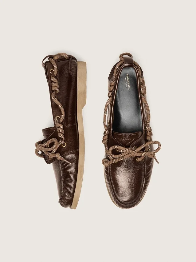 Mocasines Cruise para mujer en piel marrón oscuro brillante