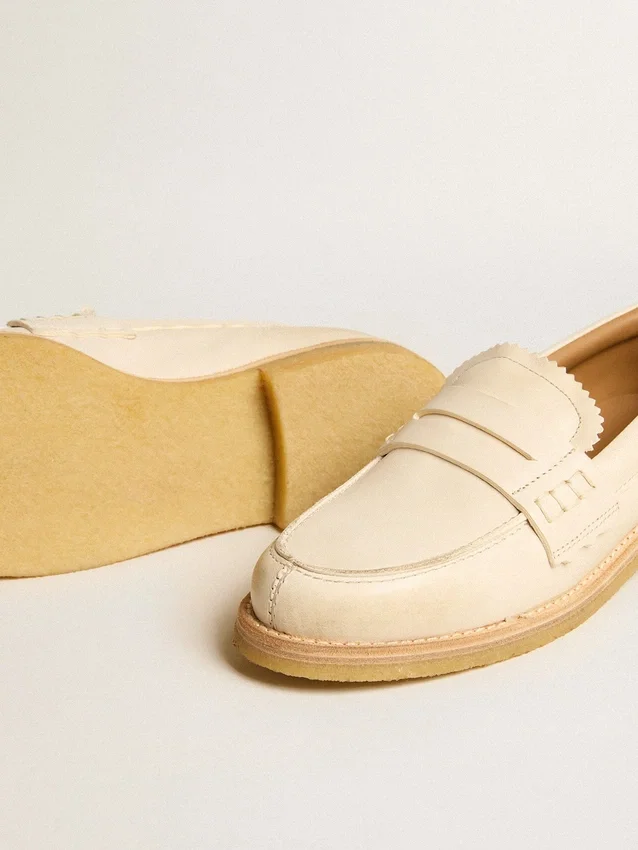 Mocasines Jerry en piel blanco mantequilla