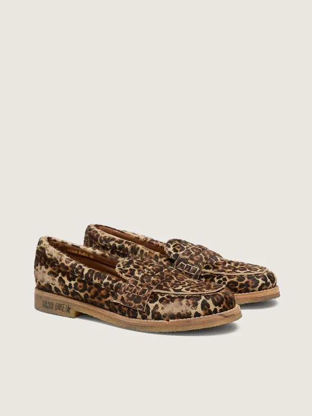 Mocasines Jerry para hombre en piel de potro con estampado de leopardo