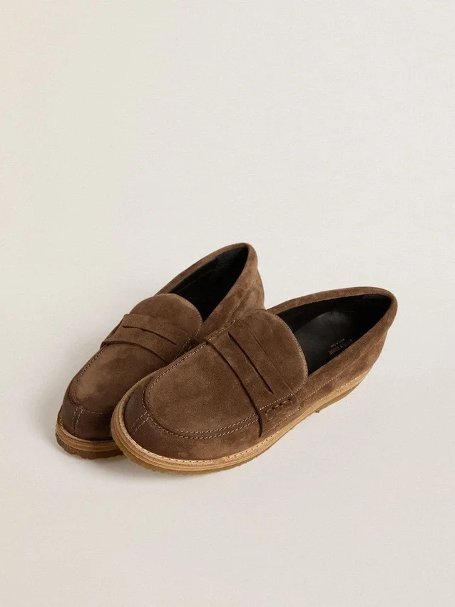 Mocasines Jerry para mujer en ante gris paloma