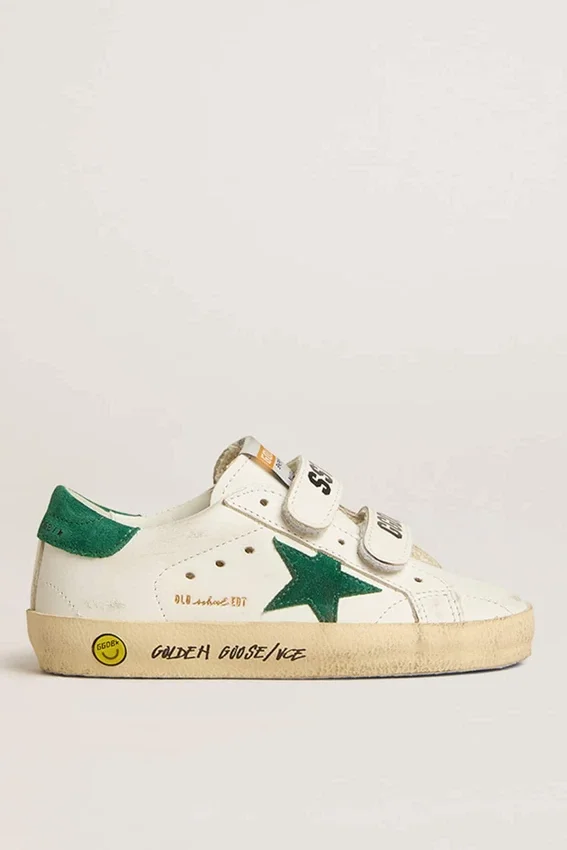 Old School Teen con estrella de ante verde y lengüeta en el talón