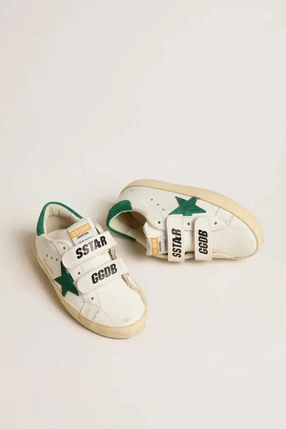 Old School Teen con estrella de ante verde y lengüeta en el talón