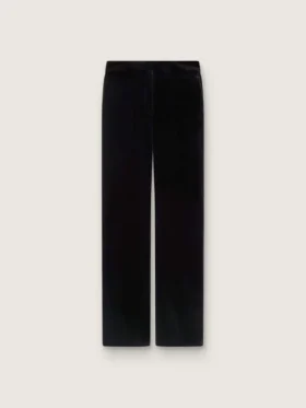 Pantalones acampanados de corte entallado para mujer en terciopelo de algodón negro