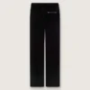 Pantalones acampanados de corte entallado para mujer en terciopelo de algodón negro