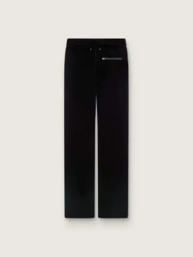 Pantalones acampanados de corte entallado para mujer en terciopelo de algodón negro