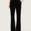Pantalones acampanados de corte entallado para mujer en terciopelo de algodón negro