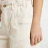 Pantalones anchos de canalé color crema con bordados para niñas
