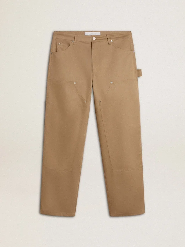 Pantalones beige de hombre con parches