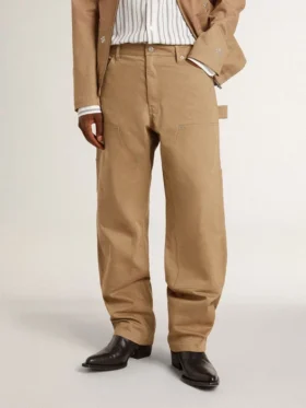Pantalones beige de hombre con parches