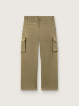 Pantalones cargo para niños de la colección Journey, en gabardina de algodón verde militar con estampado