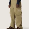 Pantalones cargo para niños de la colección Journey, en gabardina de algodón verde militar con estampado