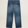 Pantalones chinos de denim para hombre con detalles desgastados