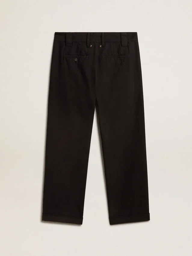 Pantalones chinos negros de algodón para hombre