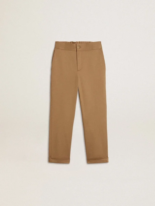 Pantalones chinos para niño de algodón color tabaco
