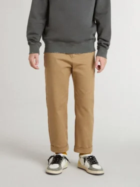 Pantalones chinos para niño de algodón color tabaco