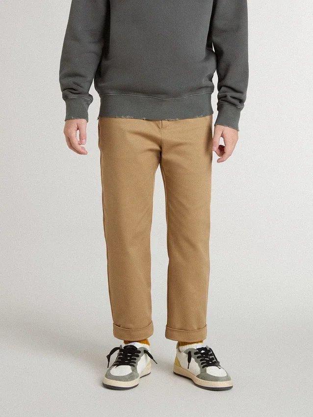 Pantalones chinos para niño de algodón color tabaco
