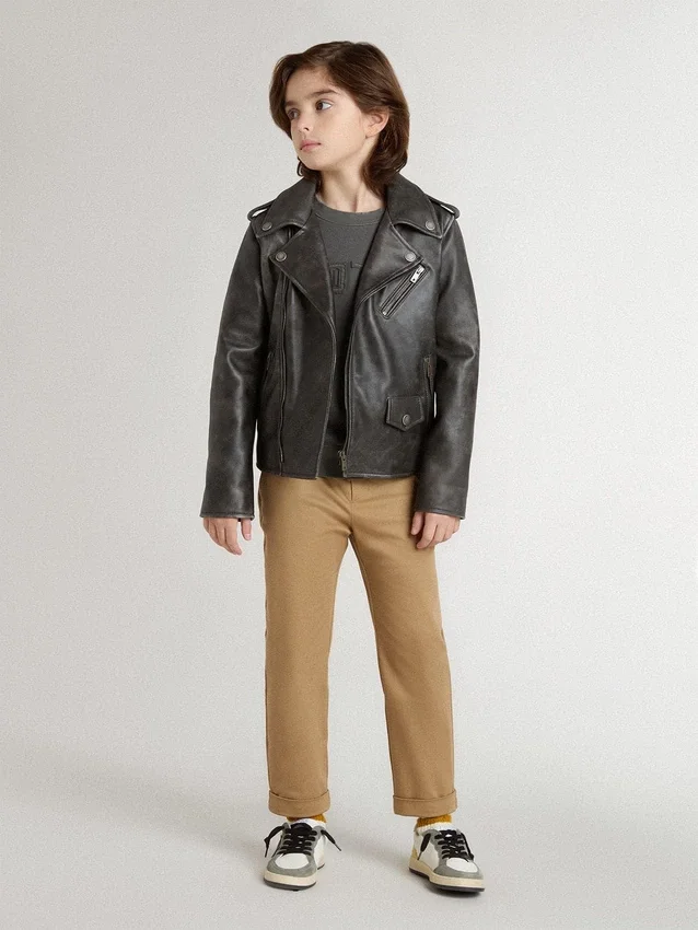 Pantalones chinos para niño de algodón color tabaco