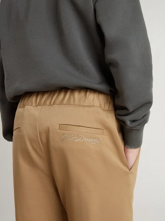 Pantalones chinos para niño de algodón color tabaco
