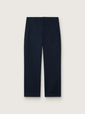 Pantalones chinos unisex «Journey» de lona de algodón azul con logotipo bordado