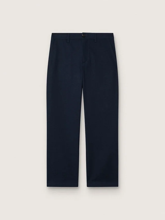 Pantalones chinos unisex «Journey» de lona de algodón azul con logotipo bordado