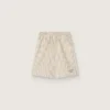 Pantalones cortos a rayas para niños en color crudo, beige y gris