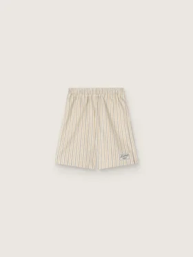 Pantalones cortos a rayas para niños en color crudo, beige y gris