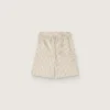 Pantalones cortos a rayas para niños en color crudo, beige y gris