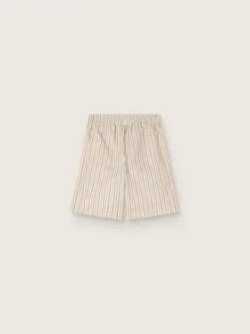 Pantalones cortos a rayas para niños en color crudo, beige y gris