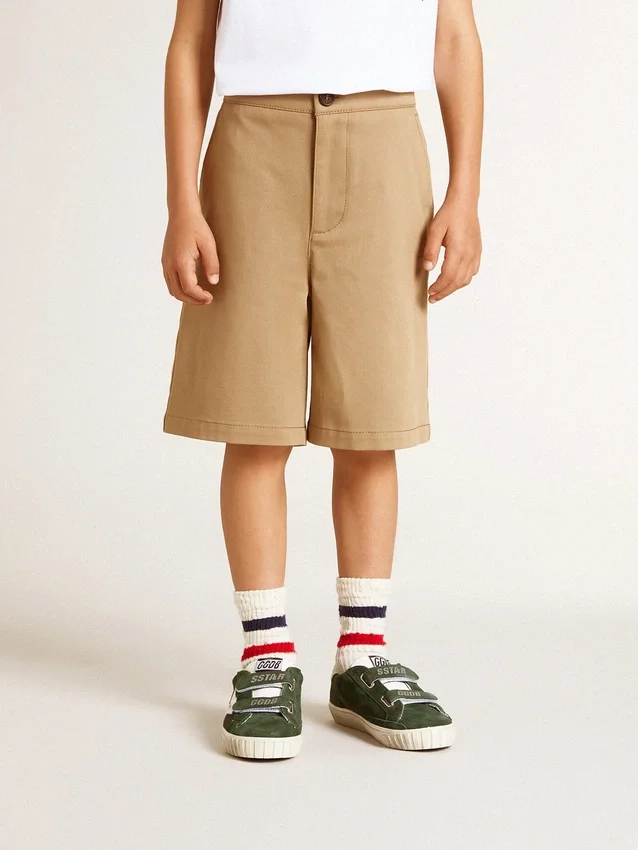 Pantalones cortos de algodón beige para niños