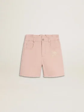 Pantalones cortos de algodón rosa para niñas con bordados