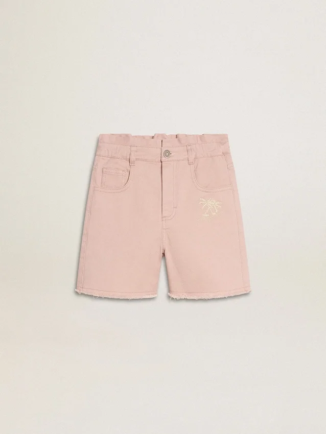 Pantalones cortos de algodón rosa para niñas con bordados