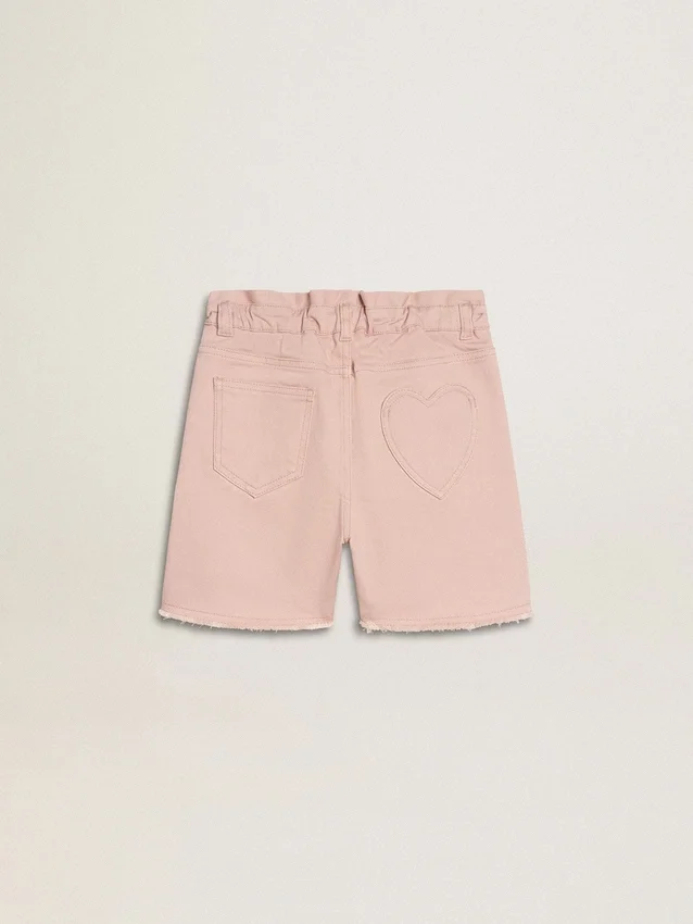 Pantalones cortos de algodón rosa para niñas con bordados