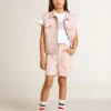 Pantalones cortos de algodón rosa para niñas con bordados