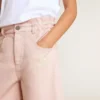 Pantalones cortos de algodón rosa para niñas con bordados