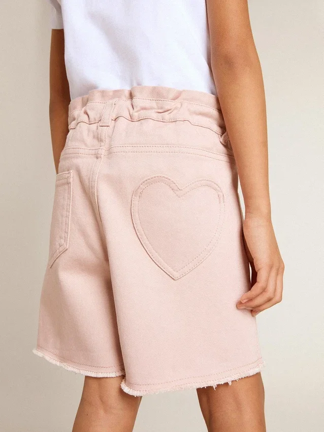 Pantalones cortos de algodón rosa para niñas con bordados