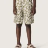 Pantalones cortos de lona de algodón para niños de la colección Journey con estampado floral verde y blanco