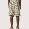 Pantalones cortos de lona de algodón para niños de la colección Journey con estampado floral verde y blanco