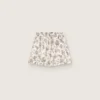 Pantalones cortos de mujer en popelín de algodón blanco y negro con estampado floral