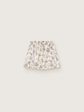 Pantalones cortos de mujer en popelín de algodón blanco y negro con estampado floral