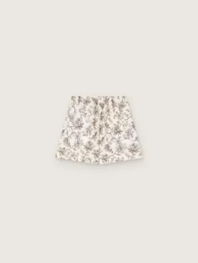 Pantalones cortos de mujer en popelín de algodón blanco y negro con estampado floral