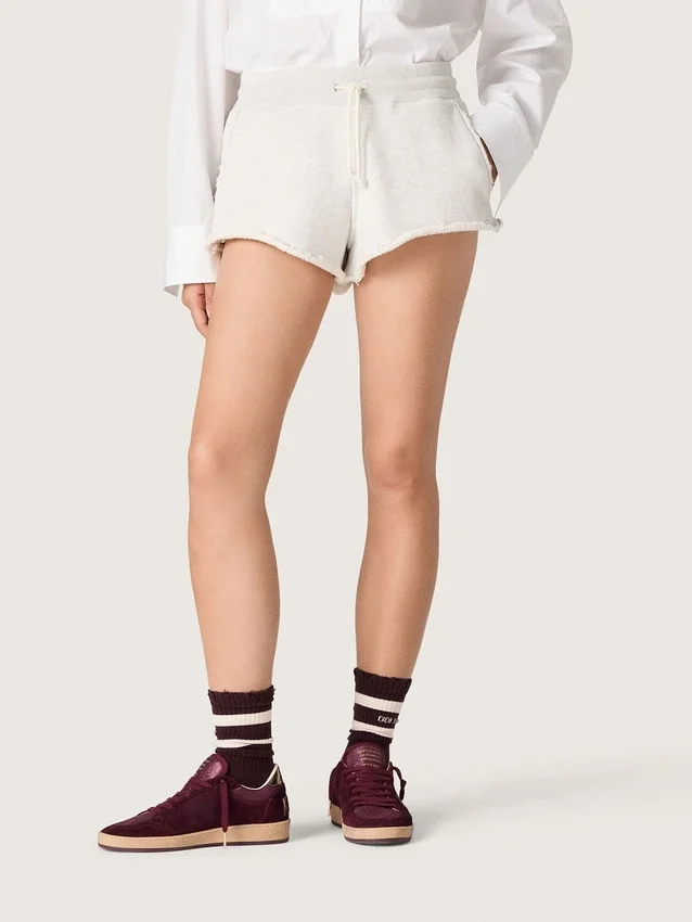 Pantalones cortos de mujer «Star» en felpa gris jaspeada