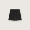 Pantalones cortos deportivos negros de doble capa para hombre