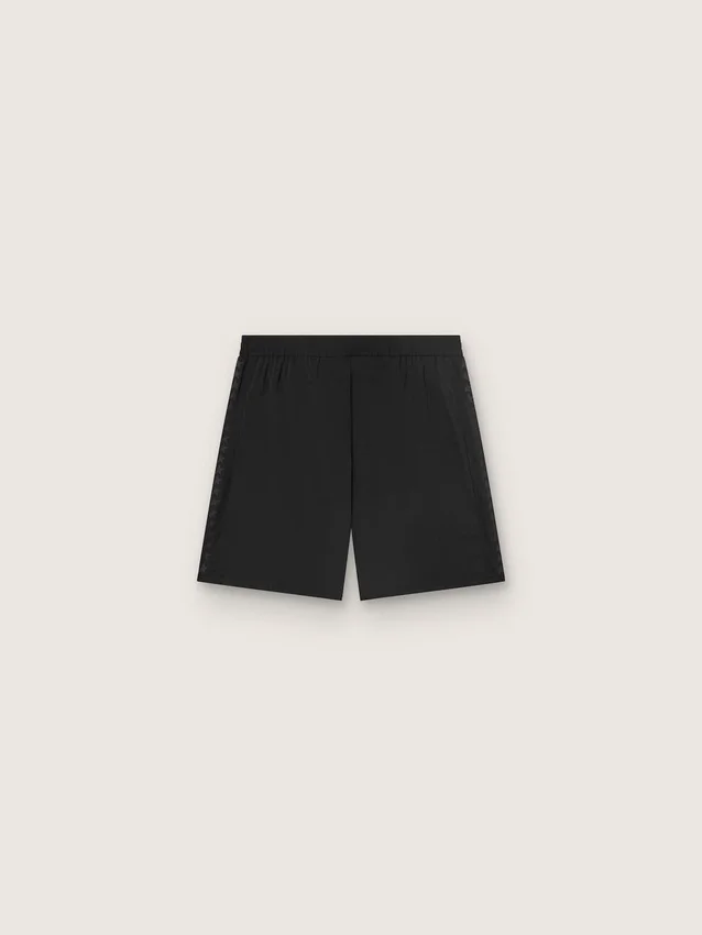 Pantalones cortos deportivos negros de doble capa para hombre