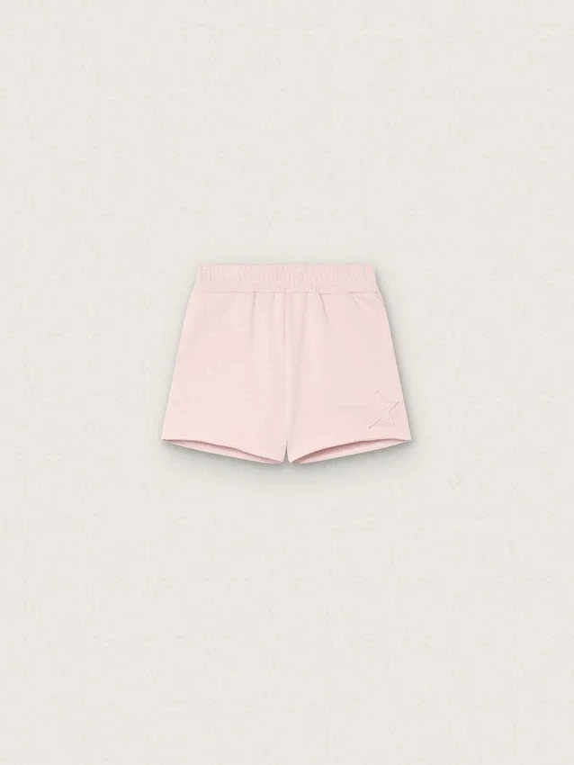 Pantalones cortos para niñas «Star» de algodón rosa con parche y logotipo