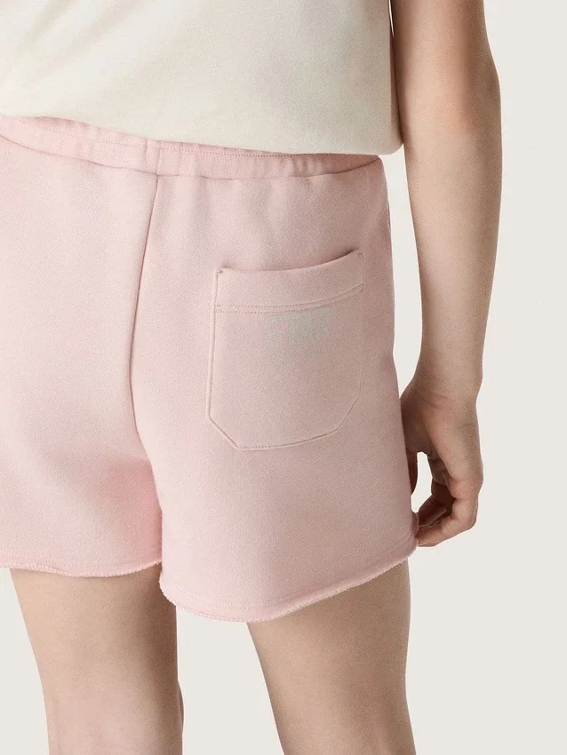 Pantalones cortos para niñas «Star» de algodón rosa con parche y logotipo